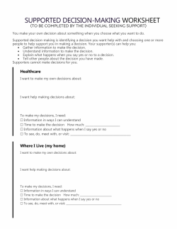 Supported Decision Making Worksheet - Decisions