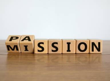 letter blocks spelling mission/passion