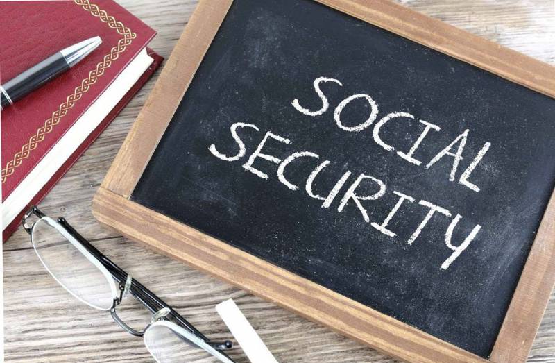 chalk board with social security